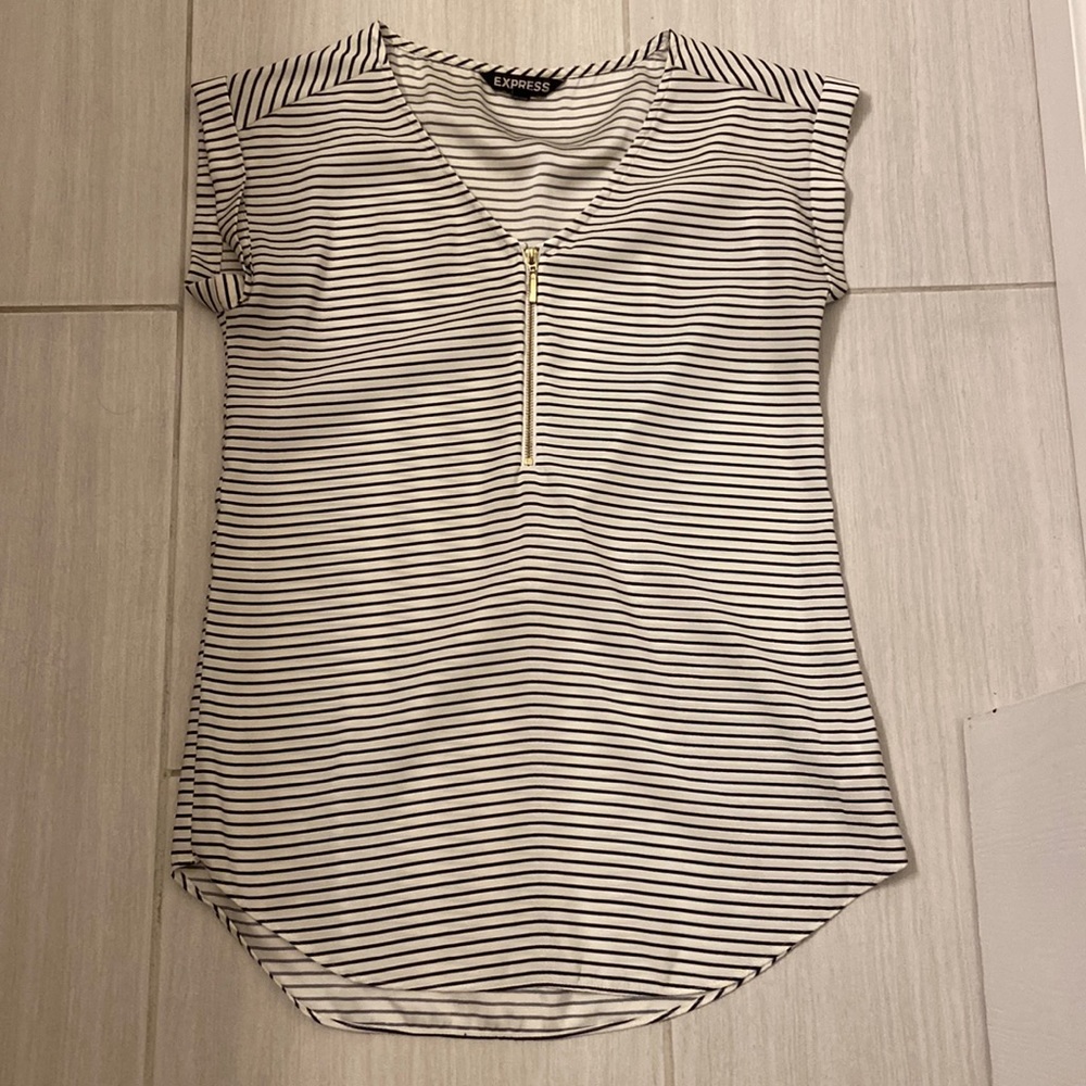 Express XXS striped zipper top